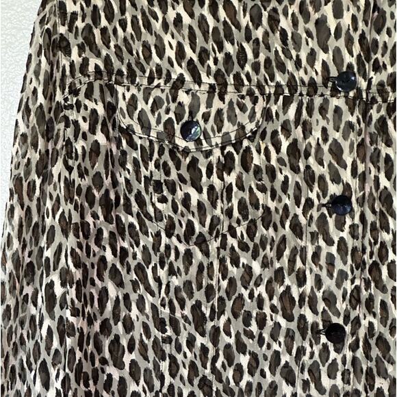 Chicos Medium Top Leopard Dreams Liana Button Up Sheer Silk Blend Chic Elegant - Picture 4 of 9